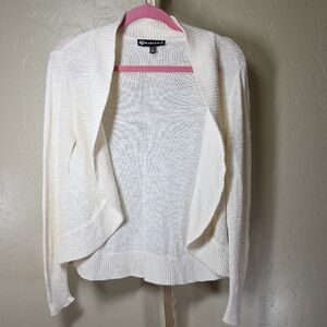 Wantable Cream Open-Front Draped Cardigan Sweater Cotton Blend